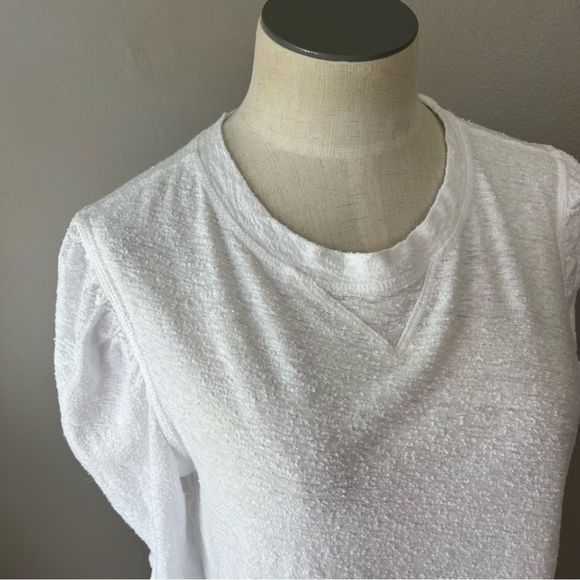 Free people women’s XS white puff sleeve textured T-shirt boxy blouse - Picture 10 of 11